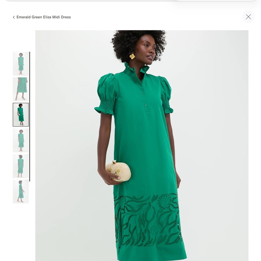 Tuckernuck Emerald Green Puff Sleeve Midi Dress
